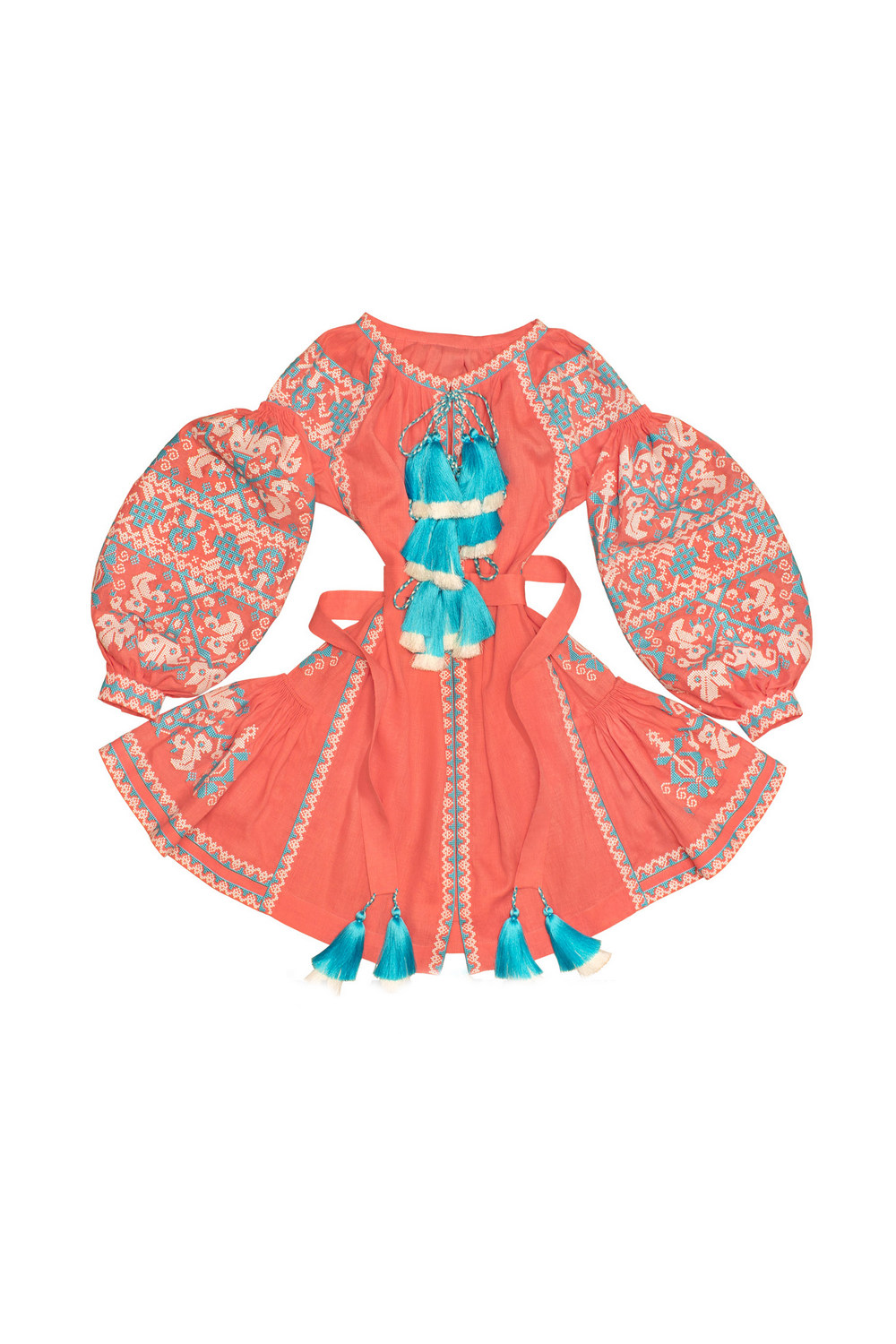 Buy Folk Festival Linen Mini Pink Ukrainian Vyshyvanka, Boho Summer Comfortable embroidered dress